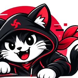 kiyooo — a ninja cat mascot at a laptop